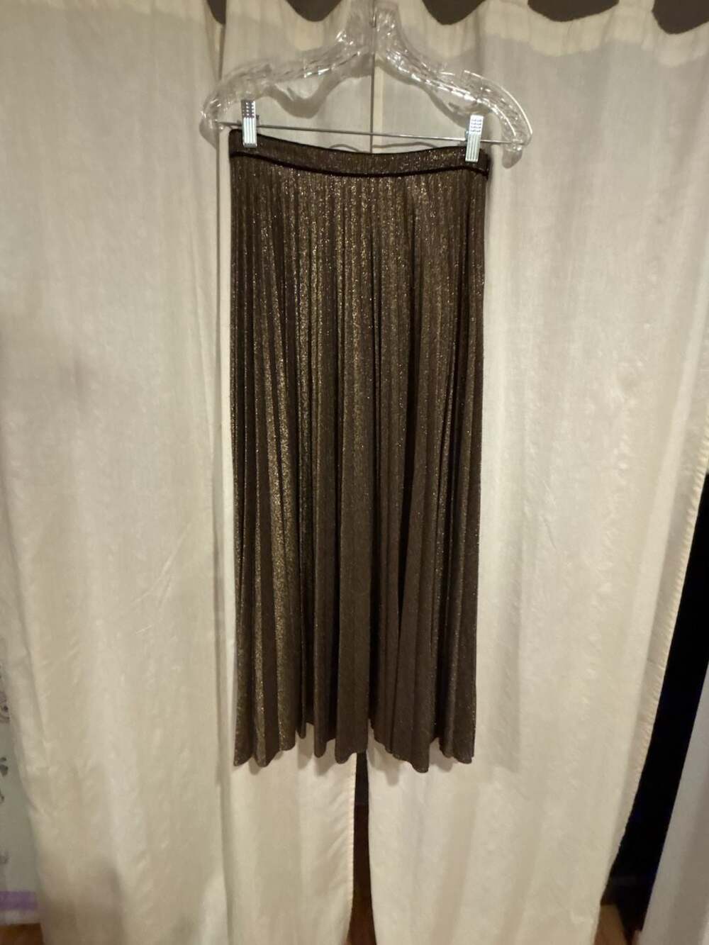 Zara F/W 2018 Metallic Gold Pleated Midi Skirt
